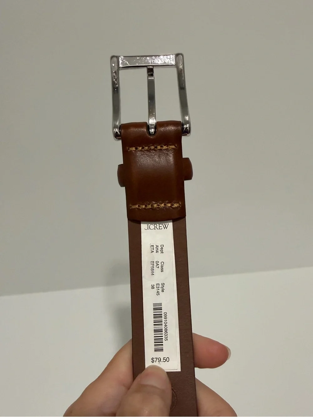 NEW J. Crew Italian Leather English Tan Brown Dress Belt size 38 E3145 $80